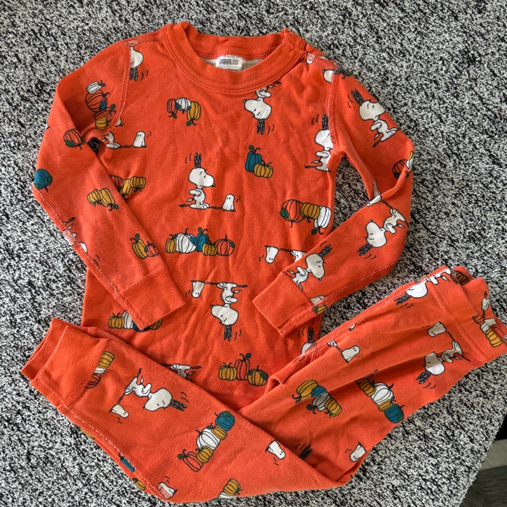 Hanna Andersson Orange Snoopy Kids Pajama Set